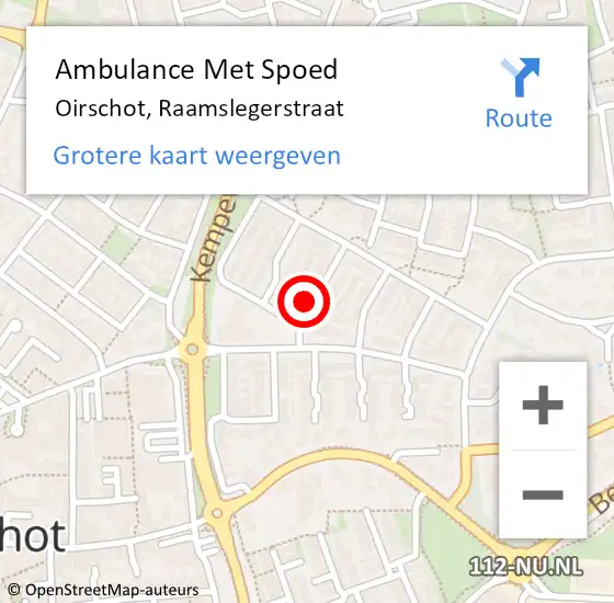 Locatie op kaart van de 112 melding: Ambulance Met Spoed Naar Oirschot, Raamslegerstraat op 27 april 2017 00:18