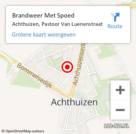 Locatie op kaart van de 112 melding: Brandweer Met Spoed Naar Achthuizen, Pastoor Van Luenenstraat op 27 april 2017 00:41