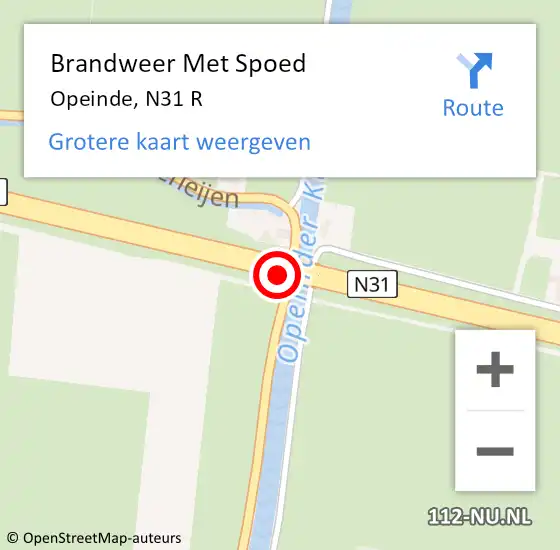 Locatie op kaart van de 112 melding: Brandweer Met Spoed Naar Opeinde, N31 R hectometerpaal: 69,9 op 27 april 2017 01:19