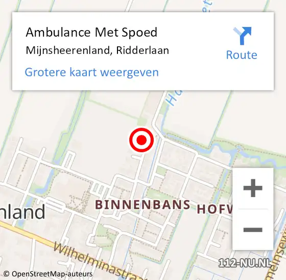 Locatie op kaart van de 112 melding: Ambulance Met Spoed Naar Mijnsheerenland, Ridderlaan op 27 april 2017 01:39