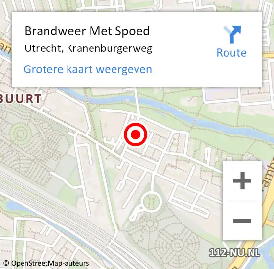 Locatie op kaart van de 112 melding: Brandweer Met Spoed Naar Utrecht, Kranenburgerweg op 27 april 2017 02:09