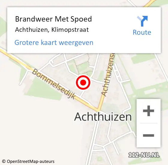 Locatie op kaart van de 112 melding: Brandweer Met Spoed Naar Achthuizen, Klimopstraat op 27 april 2017 02:59