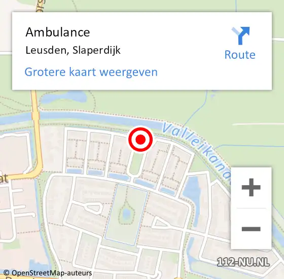 Locatie op kaart van de 112 melding: Ambulance Leusden, Slaperdijk op 27 april 2017 04:11