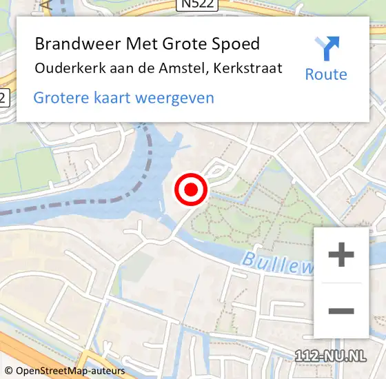 Locatie op kaart van de 112 melding: Brandweer Met Grote Spoed Naar Ouderkerk aan de Amstel, Kerkstraat op 27 april 2017 04:13