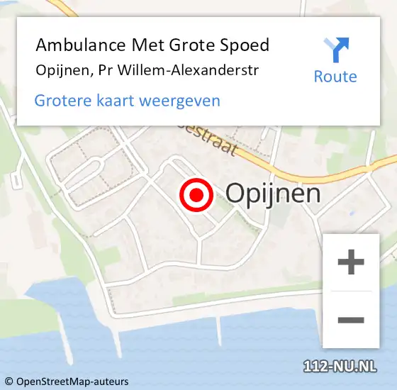 Locatie op kaart van de 112 melding: Ambulance Met Grote Spoed Naar Opijnen, Pr Willem-Alexanderstr op 27 april 2017 04:23