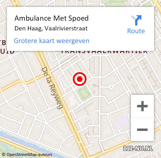 Locatie op kaart van de 112 melding: Ambulance Met Spoed Naar Den Haag, Vaalrivierstraat op 27 april 2017 07:06
