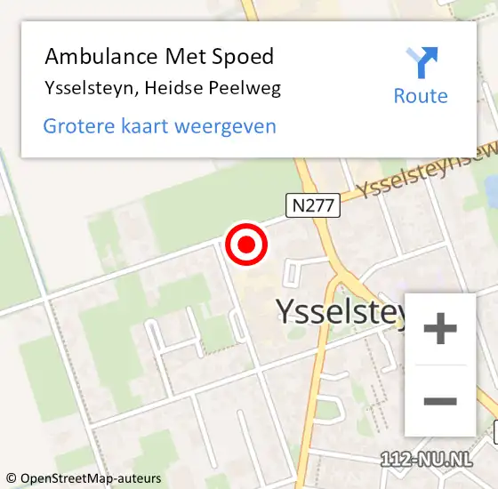 Locatie op kaart van de 112 melding: Ambulance Met Spoed Naar Ysselsteyn, Heidse Peelweg op 18 januari 2014 14:18