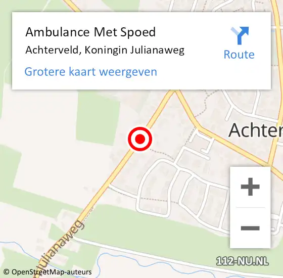 Locatie op kaart van de 112 melding: Ambulance Met Spoed Naar Achterveld, Koningin Julianaweg op 27 april 2017 08:30