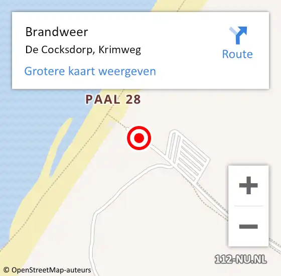 Locatie op kaart van de 112 melding: Brandweer De Cocksdorp, Krimweg op 27 april 2017 08:40