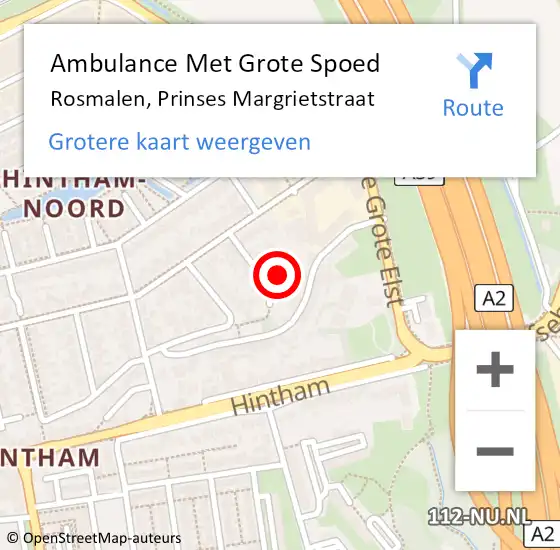 Locatie op kaart van de 112 melding: Ambulance Met Grote Spoed Naar Rosmalen, Prinses Margrietstraat op 27 april 2017 09:03