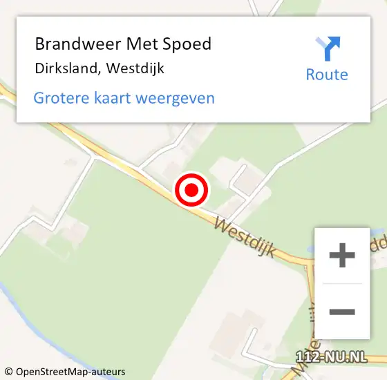 Locatie op kaart van de 112 melding: Brandweer Met Spoed Naar Dirksland, Westdijk op 27 april 2017 09:04