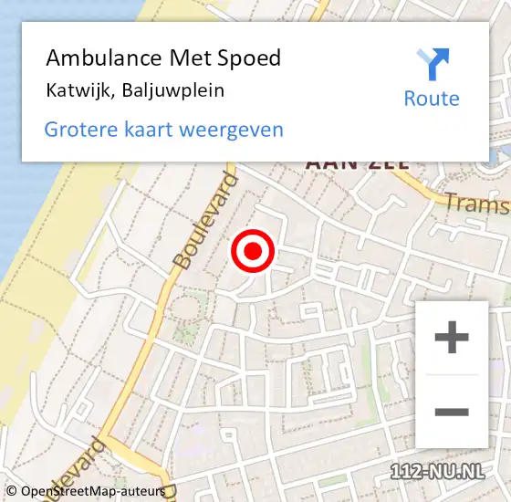 Locatie op kaart van de 112 melding: Ambulance Met Spoed Naar Katwijk, Baljuwplein op 27 april 2017 09:18