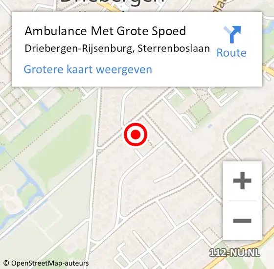 Locatie op kaart van de 112 melding: Ambulance Met Grote Spoed Naar Driebergen-Rijsenburg, Sterrenboslaan op 27 april 2017 09:39