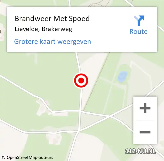 Locatie op kaart van de 112 melding: Brandweer Met Spoed Naar Lievelde, Brakerweg op 27 april 2017 10:19