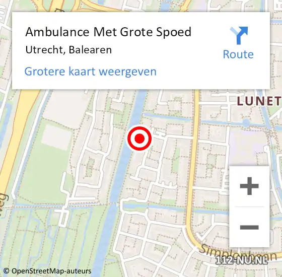 Locatie op kaart van de 112 melding: Ambulance Met Grote Spoed Naar Utrecht, Balearen op 27 april 2017 10:42