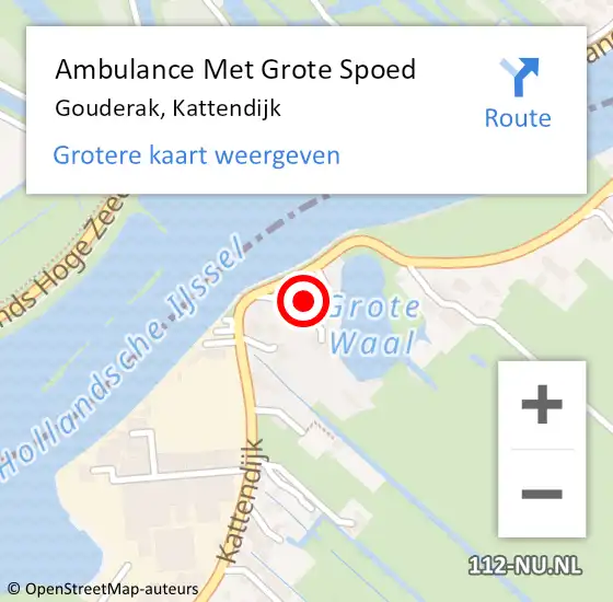 Locatie op kaart van de 112 melding: Ambulance Met Grote Spoed Naar Gouderak, Kattendijk op 27 april 2017 11:10