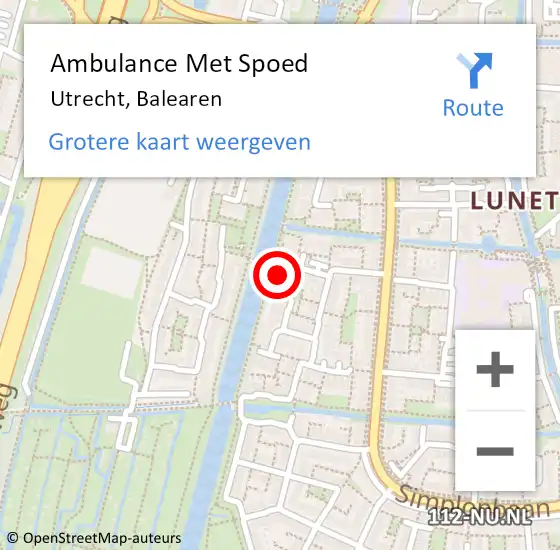 Locatie op kaart van de 112 melding: Ambulance Met Spoed Naar Utrecht, Balearen op 27 april 2017 11:10