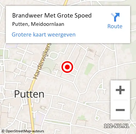 Locatie op kaart van de 112 melding: Brandweer Met Grote Spoed Naar Putten, Meidoornlaan op 27 april 2017 11:16