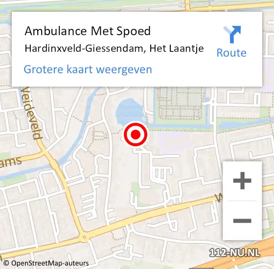 Locatie op kaart van de 112 melding: Ambulance Met Spoed Naar Hardinxveld-Giessendam, Het Laantje op 27 april 2017 11:33