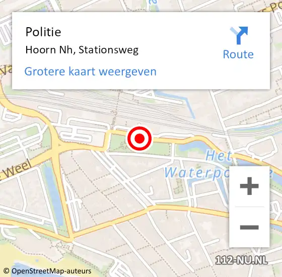 Locatie op kaart van de 112 melding: Politie Hoorn Nh, Stationsweg op 27 april 2017 11:46