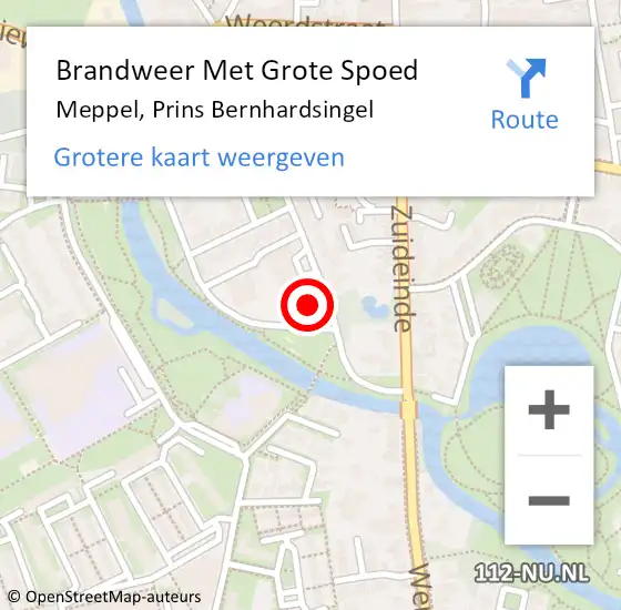 Locatie op kaart van de 112 melding: Brandweer Met Grote Spoed Naar Meppel, Prins Bernhardsingel op 27 april 2017 12:38