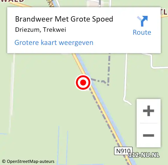 Locatie op kaart van de 112 melding: Brandweer Met Grote Spoed Naar Driezum, Trekwei op 27 april 2017 12:53