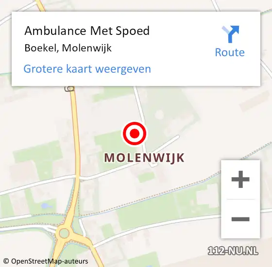 Locatie op kaart van de 112 melding: Ambulance Met Spoed Naar Boekel, Molenwijk op 27 april 2017 13:18