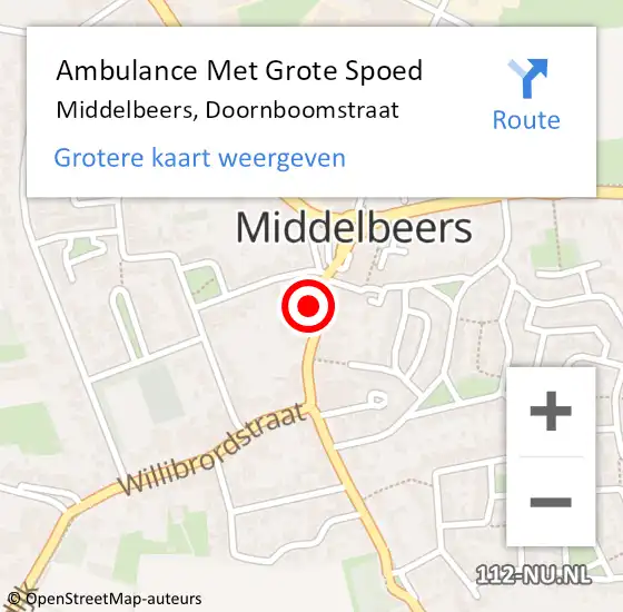 Locatie op kaart van de 112 melding: Ambulance Met Grote Spoed Naar Middelbeers, Doornboomstraat op 27 april 2017 13:24