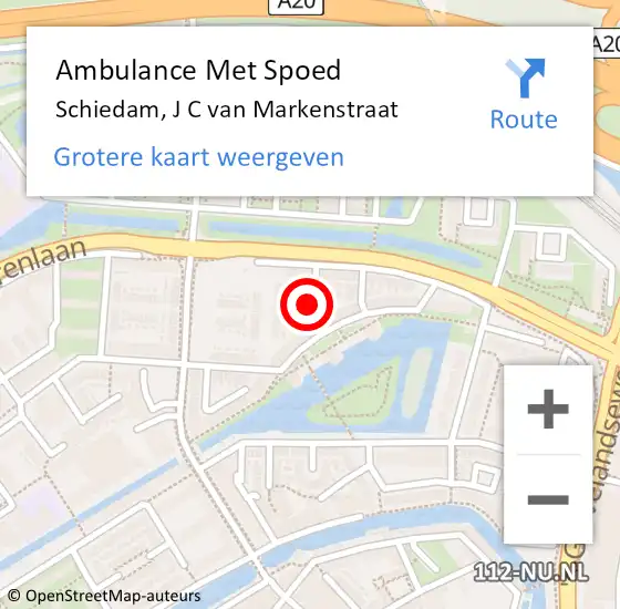 Locatie op kaart van de 112 melding: Ambulance Met Spoed Naar Schiedam, J C van Markenstraat op 27 april 2017 14:00