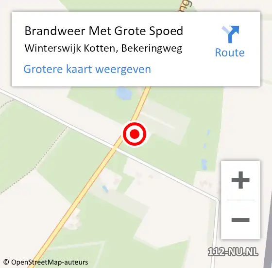 Locatie op kaart van de 112 melding: Brandweer Met Grote Spoed Naar Winterswijk Kotten, Bekeringweg op 27 april 2017 14:11