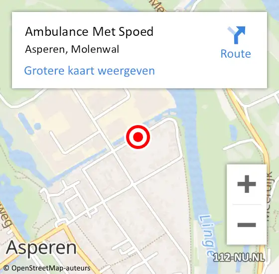 Locatie op kaart van de 112 melding: Ambulance Met Spoed Naar Asperen, Molenwal op 27 april 2017 14:18