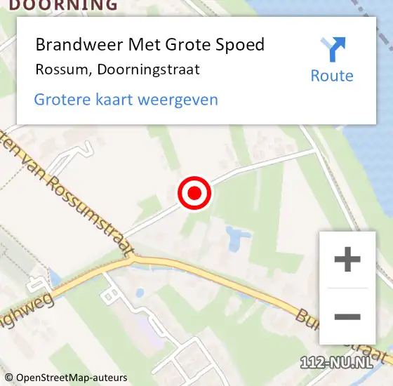 Locatie op kaart van de 112 melding: Brandweer Met Grote Spoed Naar Rossum, Doorningstraat op 27 april 2017 15:21