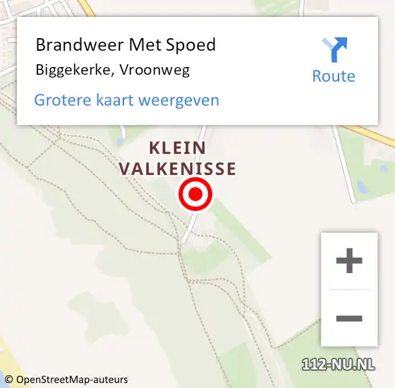 Locatie op kaart van de 112 melding: Brandweer Met Spoed Naar Biggekerke, Vroonweg op 27 april 2017 15:57