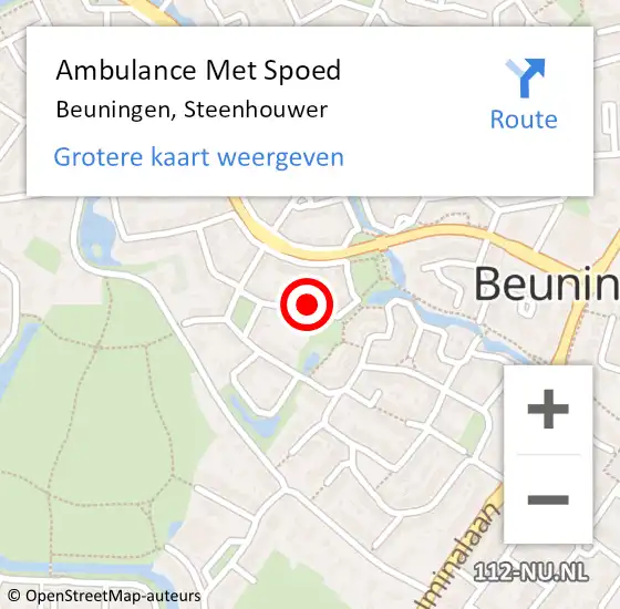 Locatie op kaart van de 112 melding: Ambulance Met Spoed Naar Beuningen, Steenhouwer op 27 april 2017 16:07