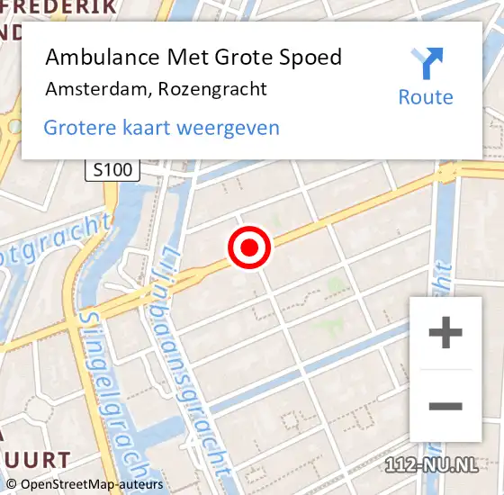 Locatie op kaart van de 112 melding: Ambulance Met Grote Spoed Naar Amsterdam, Rozengracht op 27 april 2017 16:09