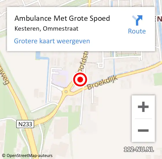 Locatie op kaart van de 112 melding: Ambulance Met Grote Spoed Naar Kesteren, Ommestraat op 27 april 2017 16:15