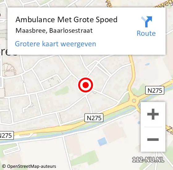 Locatie op kaart van de 112 melding: Ambulance Met Grote Spoed Naar Maasbree, Baarlosestraat op 27 april 2017 16:19