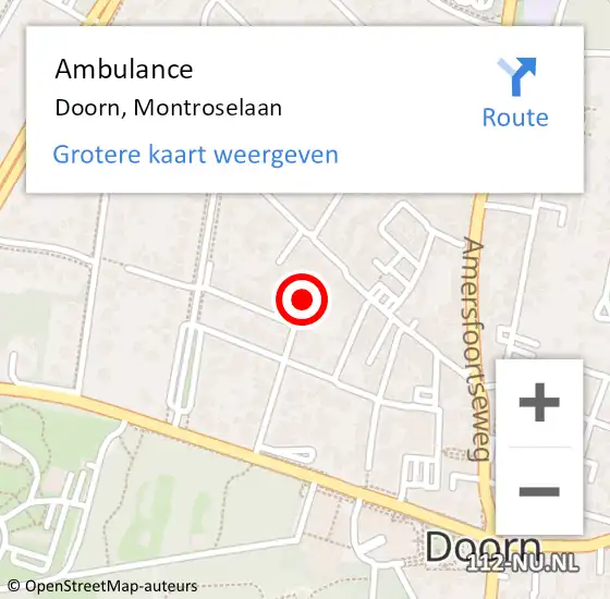Locatie op kaart van de 112 melding: Ambulance Doorn, Montroselaan op 27 april 2017 16:55