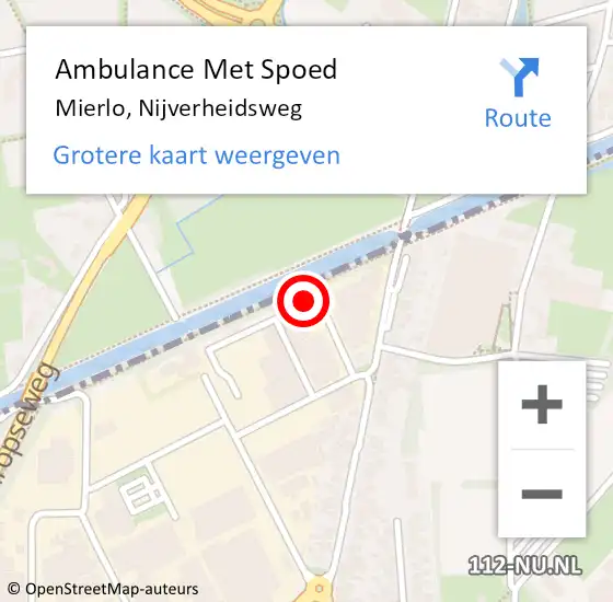 Locatie op kaart van de 112 melding: Ambulance Met Spoed Naar Mierlo, Nijverheidsweg op 27 april 2017 18:14