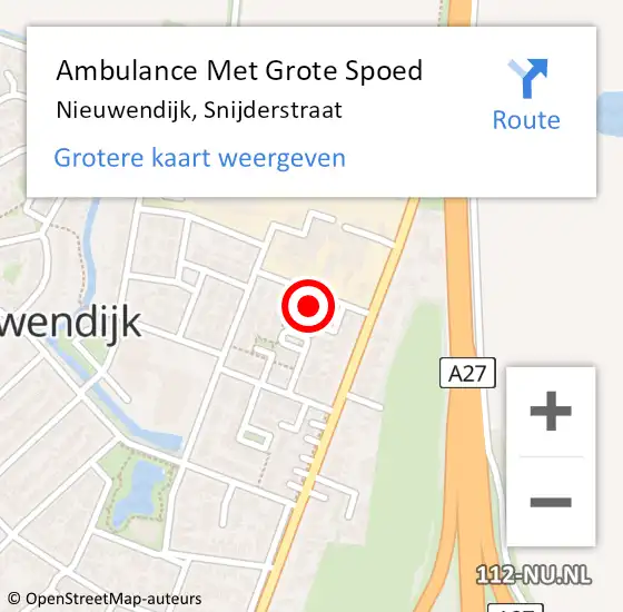 Locatie op kaart van de 112 melding: Ambulance Met Grote Spoed Naar Nieuwendijk, Snijderstraat op 27 april 2017 18:20