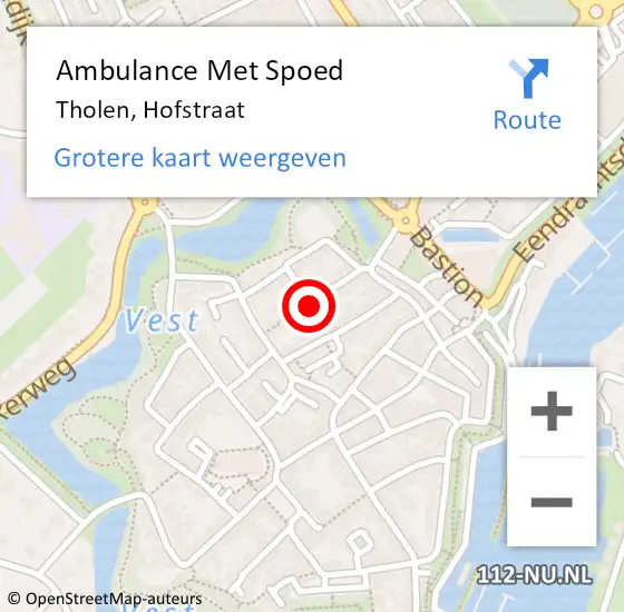 Locatie op kaart van de 112 melding: Ambulance Met Spoed Naar Tholen, Hofstraat op 27 april 2017 19:00