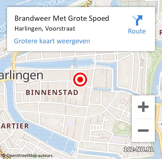 Locatie op kaart van de 112 melding: Brandweer Met Grote Spoed Naar Harlingen, Voorstraat op 27 april 2017 19:26