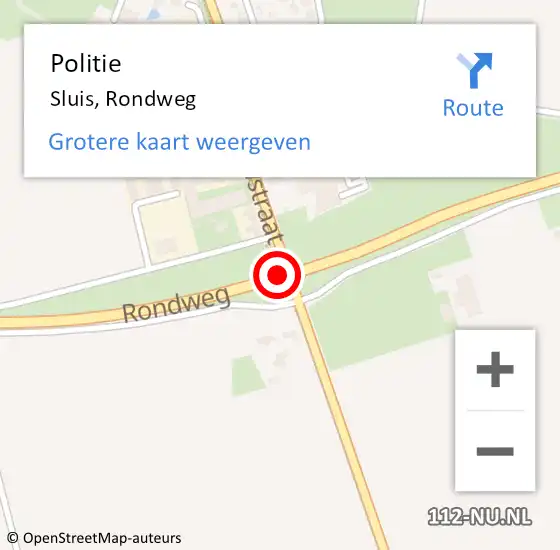 Locatie op kaart van de 112 melding: Politie Sluis, Rondweg op 27 april 2017 19:32