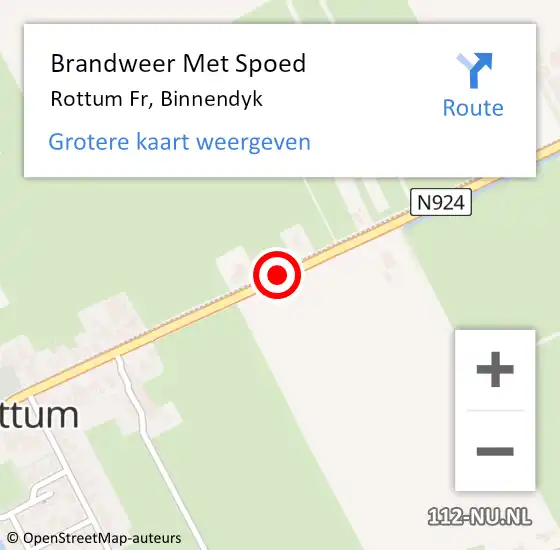 Locatie op kaart van de 112 melding: Brandweer Met Spoed Naar Rottum Fr, Binnendyk op 18 januari 2014 15:30