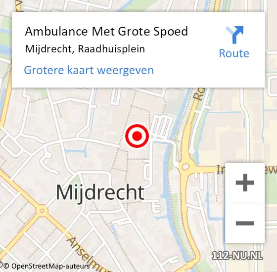 Locatie op kaart van de 112 melding: Ambulance Met Grote Spoed Naar Mijdrecht, Raadhuisplein op 27 april 2017 21:05