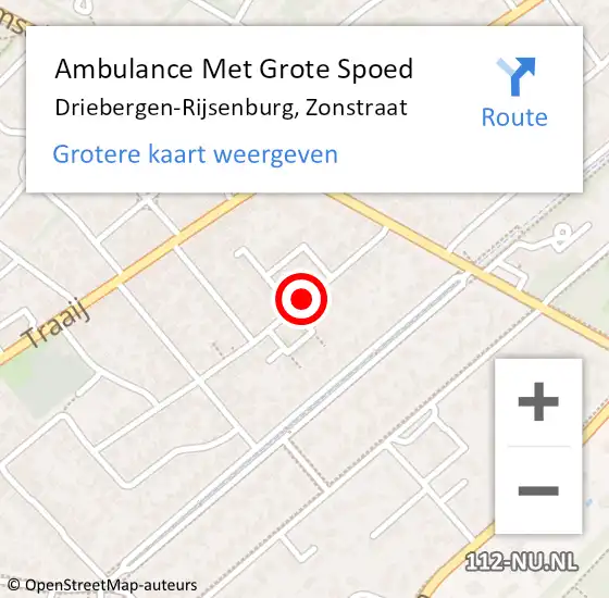 Locatie op kaart van de 112 melding: Ambulance Met Grote Spoed Naar Driebergen-Rijsenburg, Zonstraat op 27 april 2017 21:22