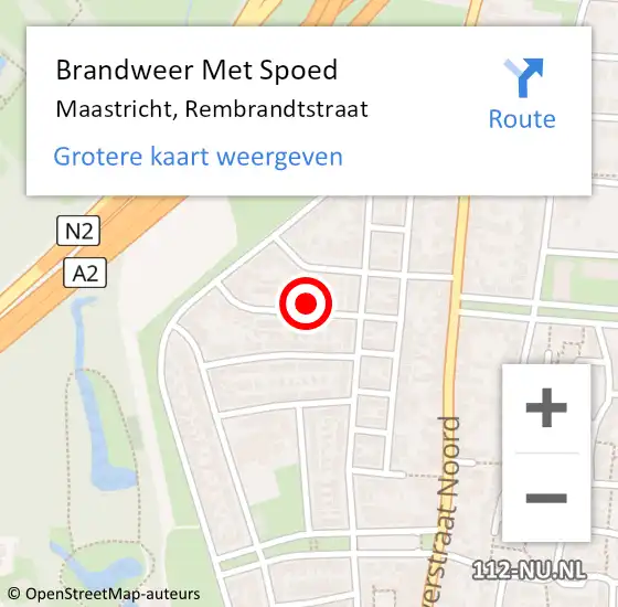 Locatie op kaart van de 112 melding: Brandweer Met Spoed Naar Maastricht, Rembrandtstraat op 27 april 2017 21:46