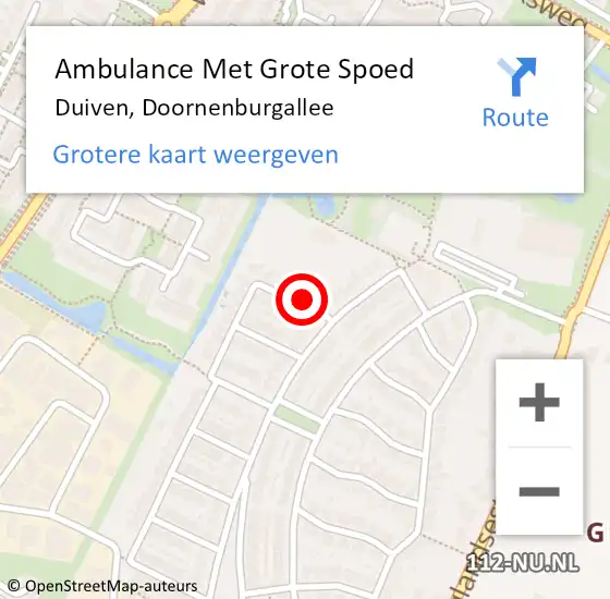 Locatie op kaart van de 112 melding: Ambulance Met Grote Spoed Naar Duiven, Doornenburgallee op 27 april 2017 22:32