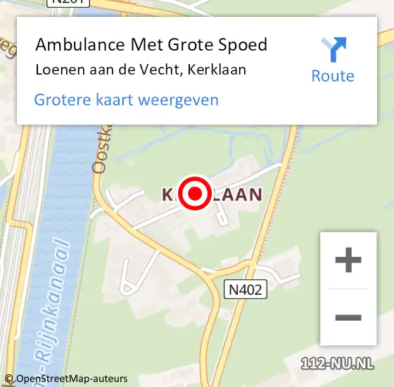 Locatie op kaart van de 112 melding: Ambulance Met Grote Spoed Naar Loenen aan de Vecht, Kerklaan op 27 april 2017 23:30