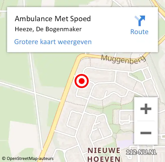 Locatie op kaart van de 112 melding: Ambulance Met Spoed Naar Heeze, De Bogenmaker op 28 april 2017 00:06